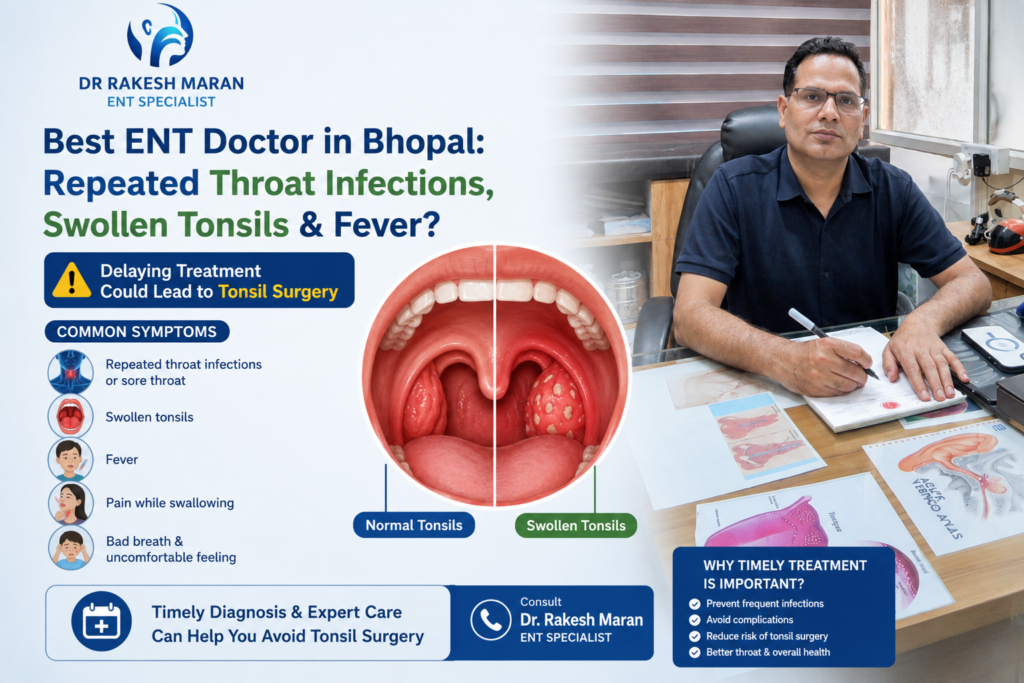 Best ENT Doctor in Bhopal: Repeated Throat Infections, Swollen Tonsils & Fever? Delaying Treatment Could Lead to Tonsil Surgery