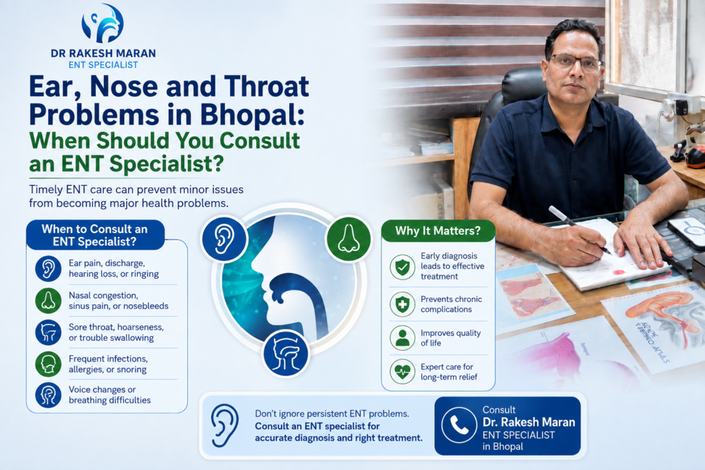 Ear, Nose and Throat Problems in Bhopal: When Should You Consult an ENT Specialist?